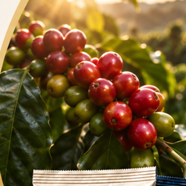 Cerejas de café no pé